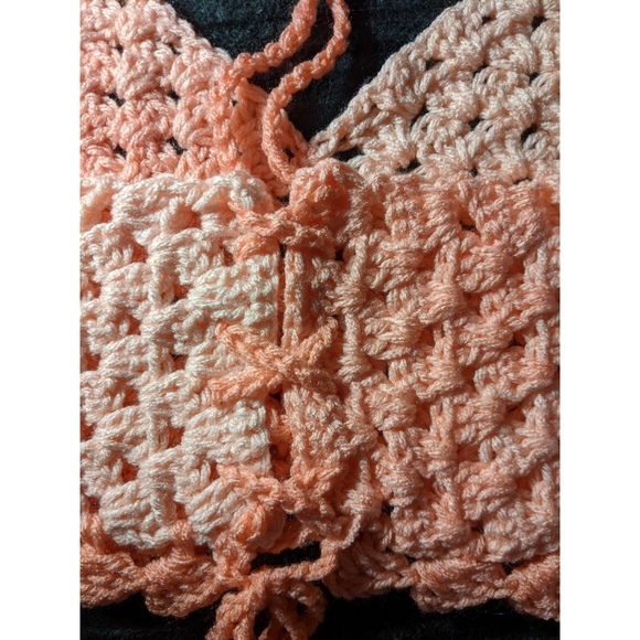 Crochet Variegated Pastel Oranges Halter Top Handmade - Picture 5 of 7